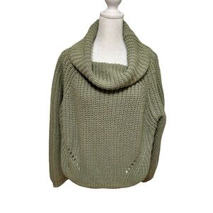 Anthropologie Moon & Madison Green Chunky Knit Cropped Sweater Women Sz L